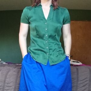 Express Design Studio 100% Silk Shirt Sm EUC